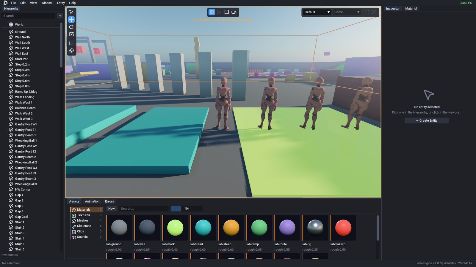 The editor in Play mode